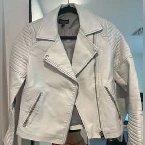 Topshop Moto Jacket in light grey
